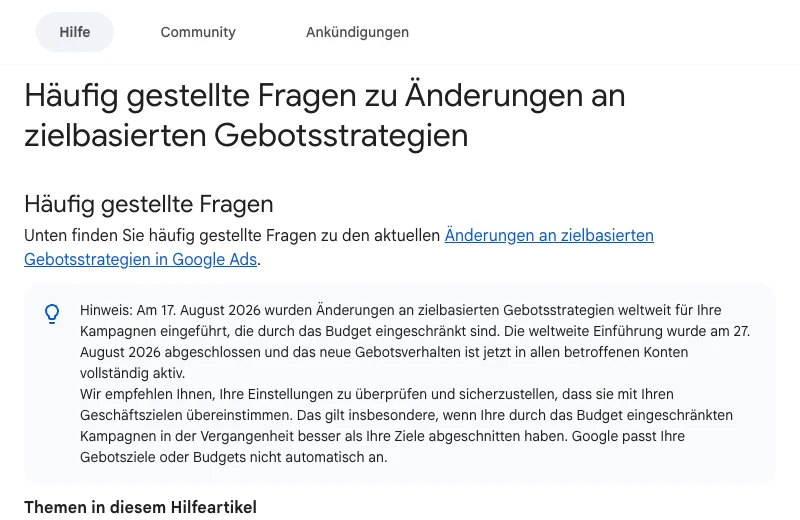 Googles FAQ bestätigt die weltweite Einführung vom 17. bis zum 27. August 2026