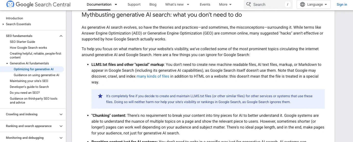Google Search Central erklärt, dass llms.txt die Sichtbarkeit und Rankings in Google Search weder verbessert noch verschlechtert