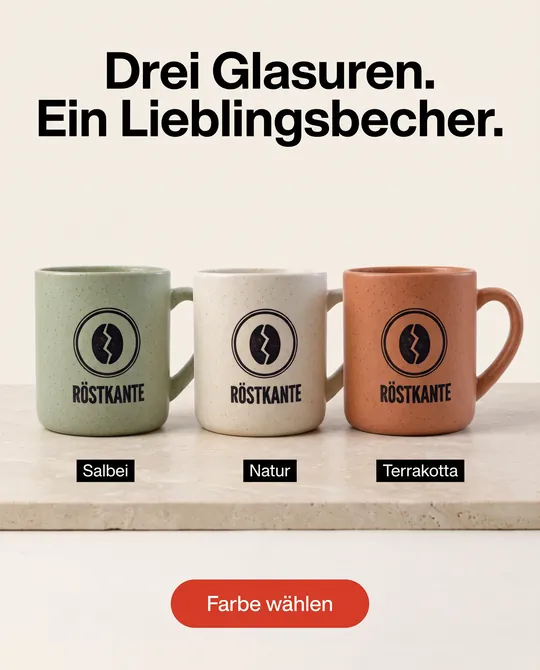 Anzeige Drei Glasuren mit drei Bechern, erzeugt mit Nano Banana Pro