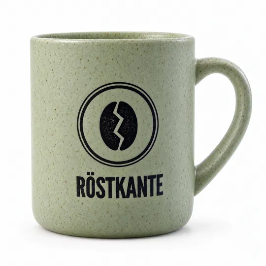 Derselbe Becher in Salbeigrün, Logo unverändert