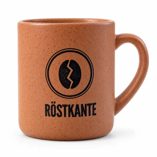 Derselbe Becher in Terrakotta, Logo unverändert