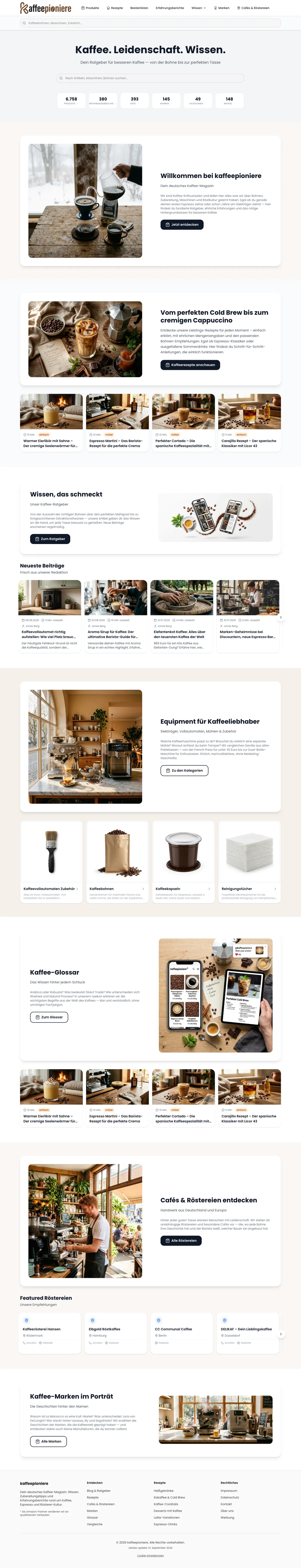 Startseite kaffeepioniere.de, September 2026