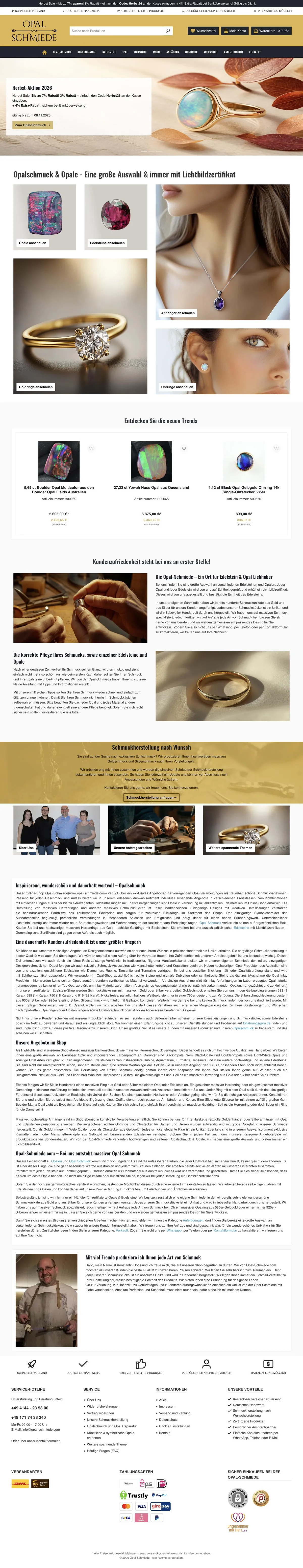 Startseite opal-schmiede.com, September 2026