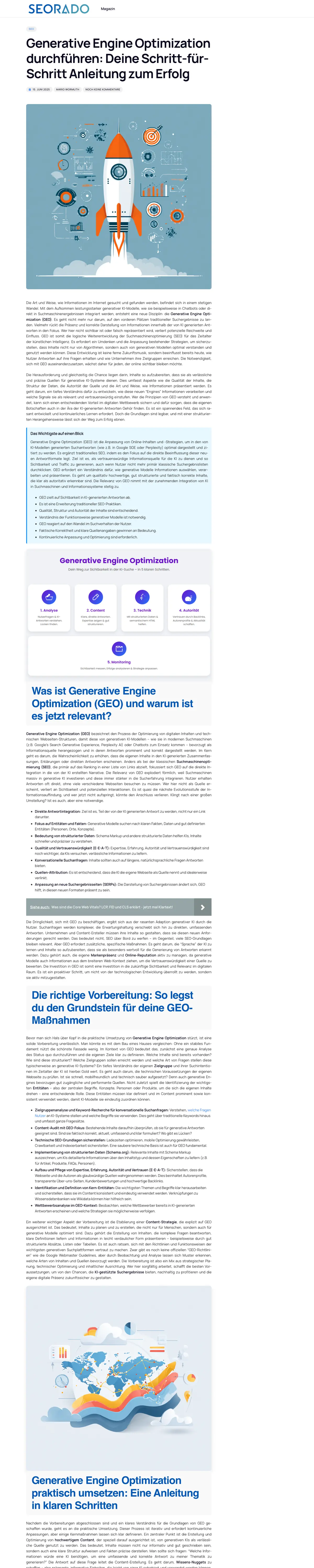 Alter Artikel zu Generative Engine Optimization auf WordPress