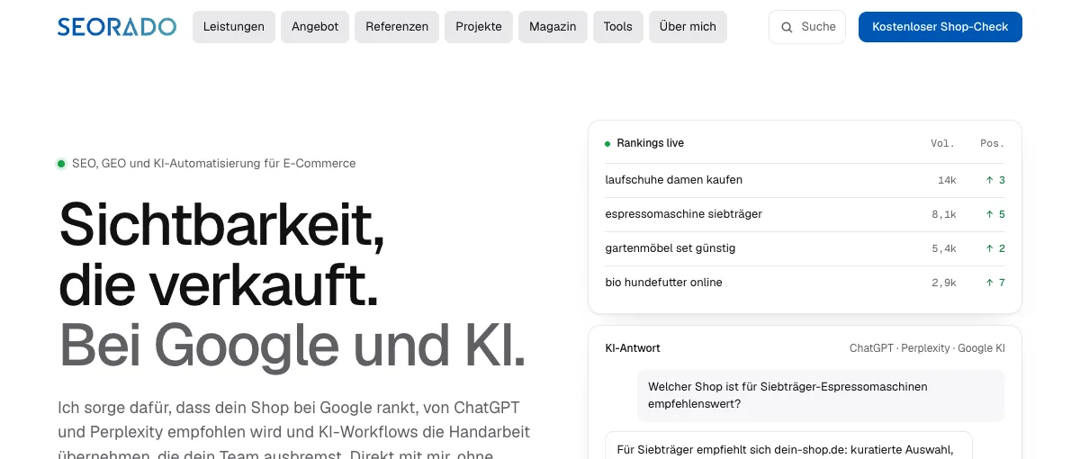 Startseite von seorado.de