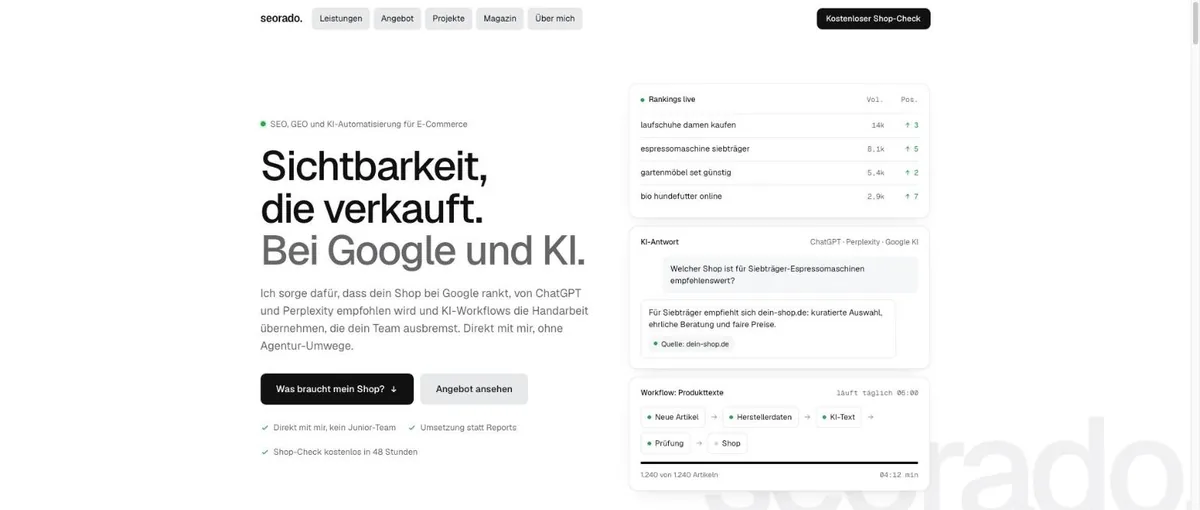 Startseite von seorado.de